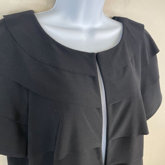 Joseph Ribkoff Bolero Cropped Jacket Womens Large Black Tiered Timeless Classic - Picture 3 of 10